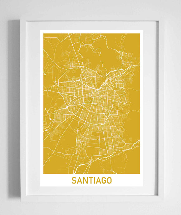 city street wall map art santiago