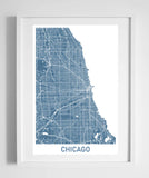city street wall map art chicago