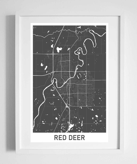 city street wall map art red deer