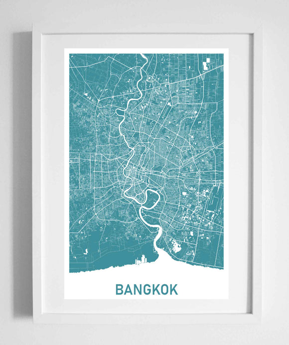 city street wall map art bangkok