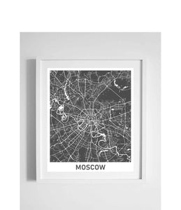 city street wall map art moscow