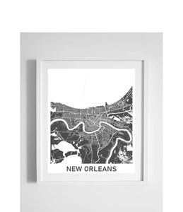 city street wall map art new orleans