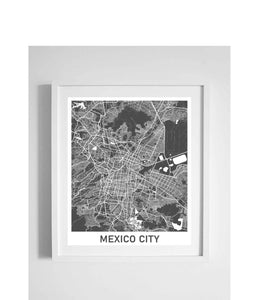 city street wall map art mexico city